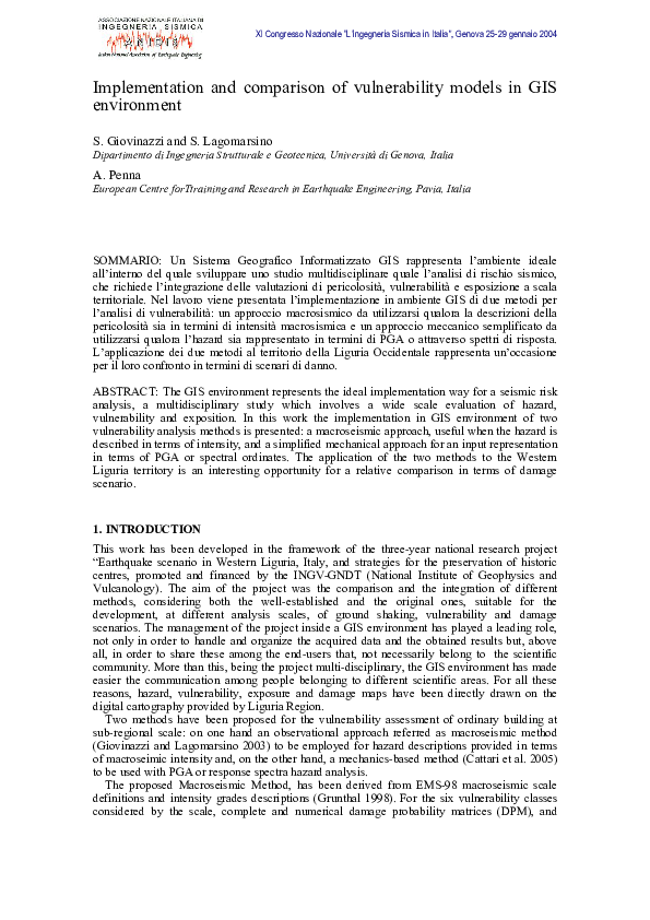(PDF) Implementation and Comparison of Vulnerability Models in GIS ...