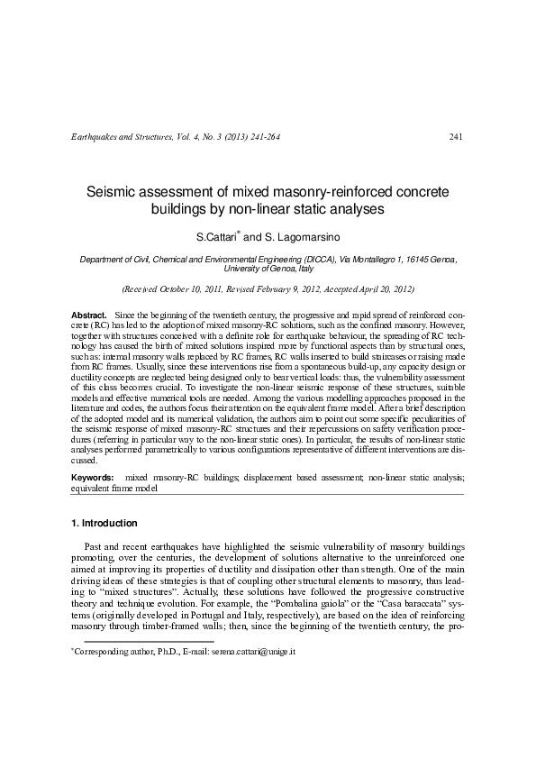 (PDF) Seismic assessment of mixed masonry-reinforced concrete buildings ...