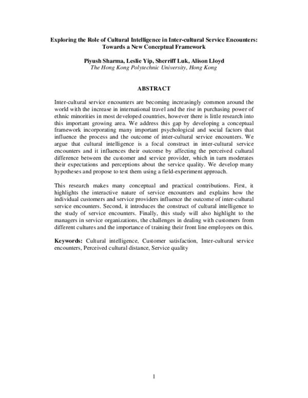 (PDF) Exploring the Role of Cultural Intelligence in Inter-cultural ...