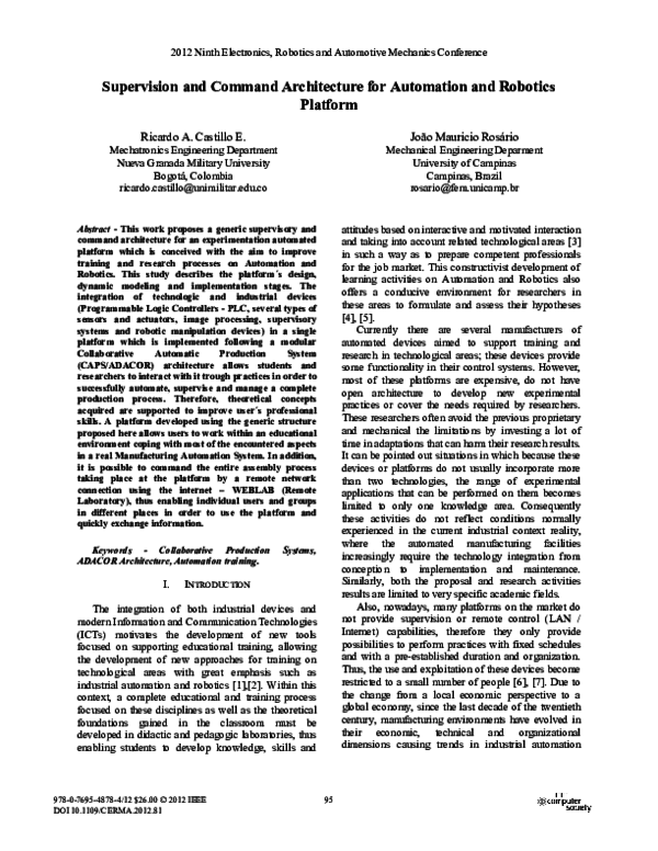 (PDF) Supervision and Command Architecture for Automation and Robotics ...