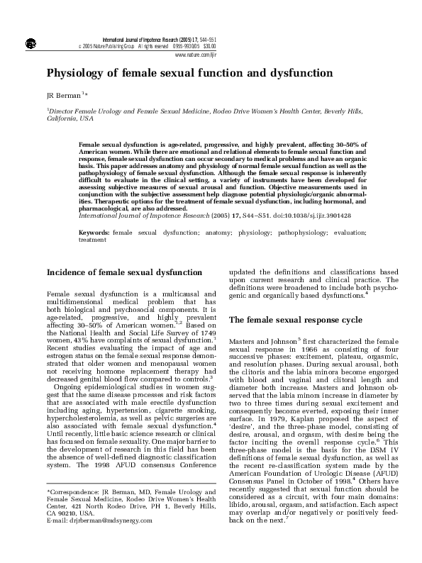 (PDF) Physiology of female sexual function and dysfunction