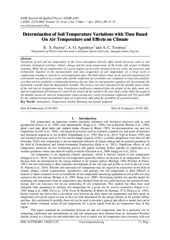 (PDF) Determination of Soil Temperature Variations with Time Based On ...