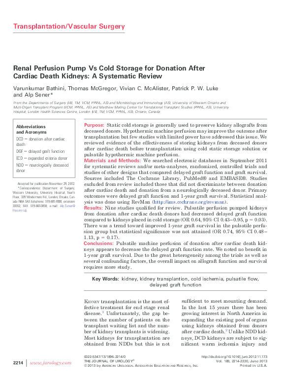 (PDF) Renal Perfusion Pump Vs Cold Storage for Donation After Cardiac ...