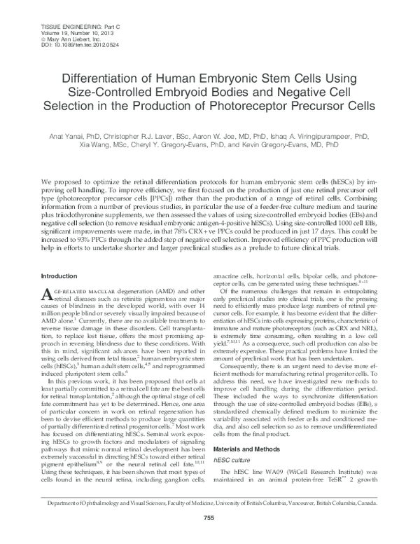 (PDF) Differentiation of human embryonic stem cells to a parathyroid ...