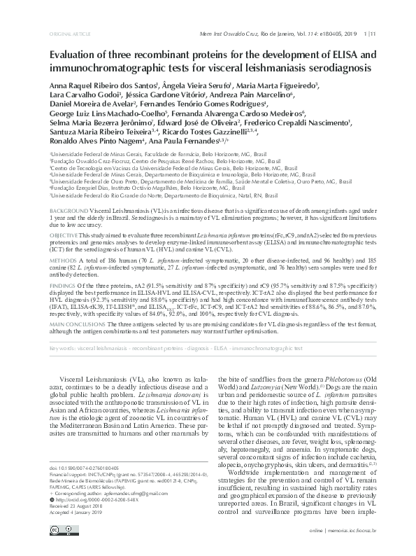 (PDF) Evaluation of three recombinant proteins for the development of ...