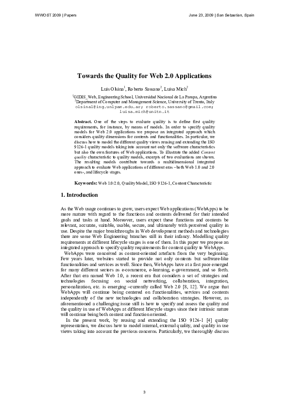 (PDF) Towards the Quality of Web 2.0 Applications