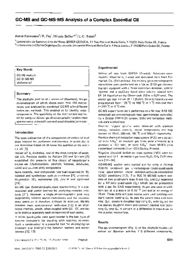 (PDF) GC-MS and GC-MS-MS analysis of a complex essential oil