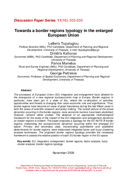 (PDF) Towards a border regions typology in the enlarged European Union
