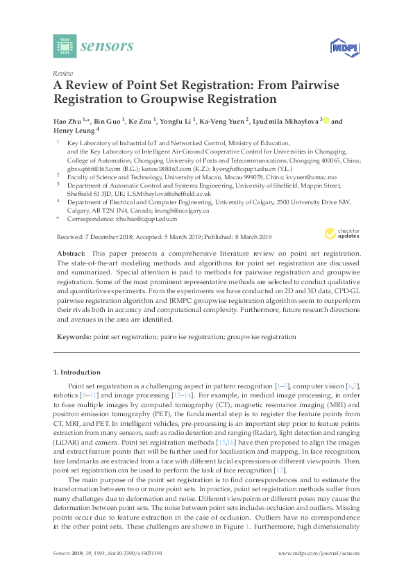 (PDF) A Review of Point Set Registration From Pairwise Registration to