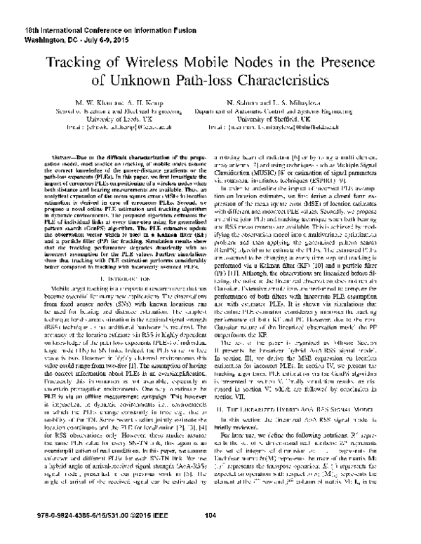(PDF) Tracking of wireless mobile nodes in the presence of unknown path ...