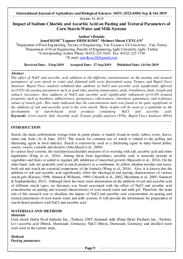 (PDF) Impact of Sodium Chloride and Ascorbic Acid on Pasting and ...