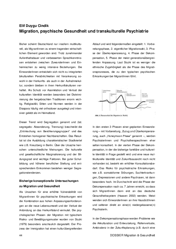 Migration, psychische Gesundheit und transkulturelle Psychiatrie