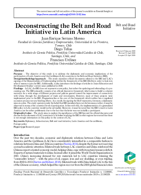 (PDF) Deconstructing the Belt and Road Initiative in Latin America