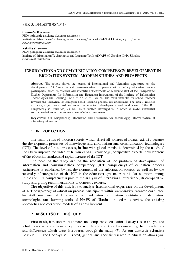 (PDF) Information and Communication Competency Development in Education ...