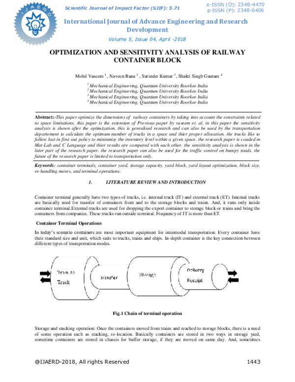 (PDF) OPTIMIZATION AND SENSITIVITY ANALYSIS OF RAILWAY CONTAINER BLOCK