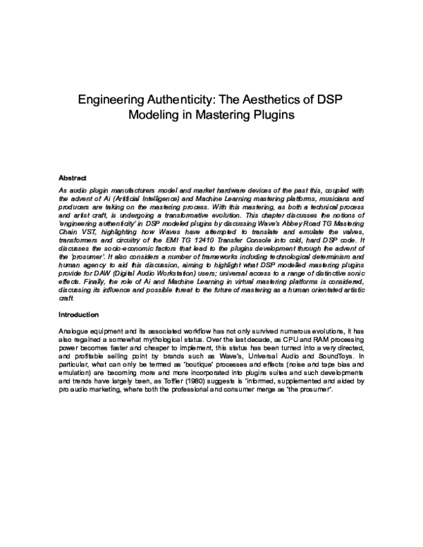 Music Production Research Papers Academia Edu