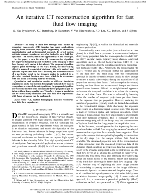 (PDF) An iterative CT reconstruction algorithm for fast fluid flow imaging