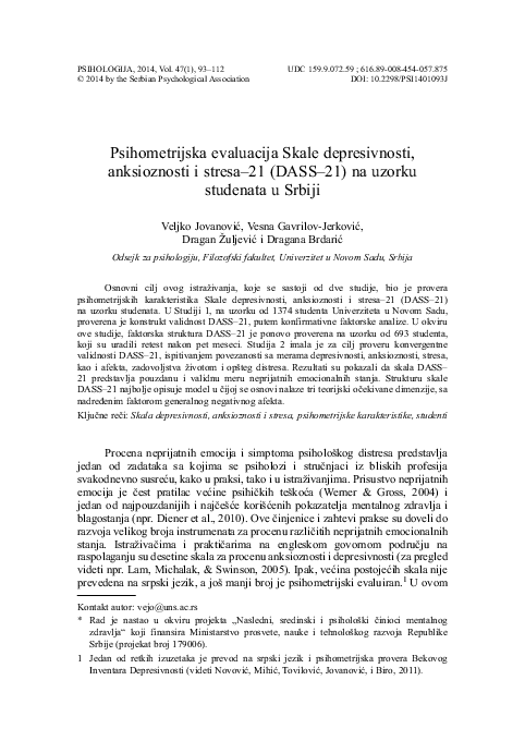 (PDF) Psychometric evaluation of the depression anxiety stress scales ...