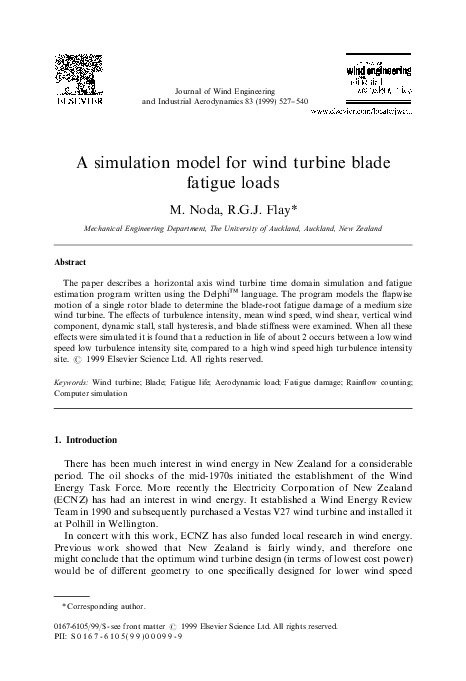 (PDF) A simulation model for wind turbine blade fatigue loads