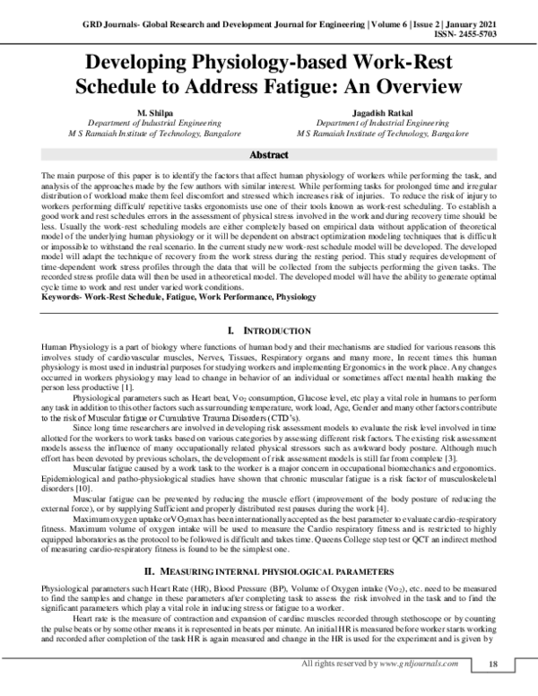 (PDF) Developing Physiology-based Work-Rest Schedule to Address Fatigue ...