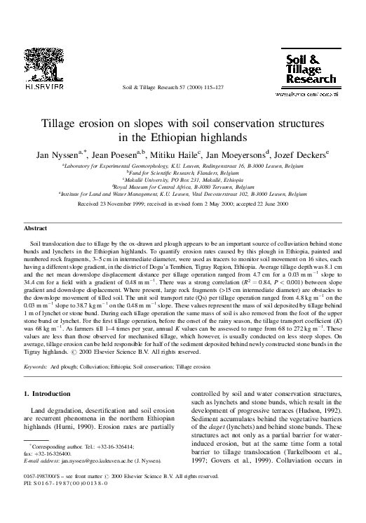 (PDF) Tillage erosion on slopes with soil conservation structures in ...