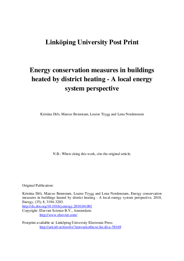 (PDF) Energy conservation measures in buildings heated by district ...