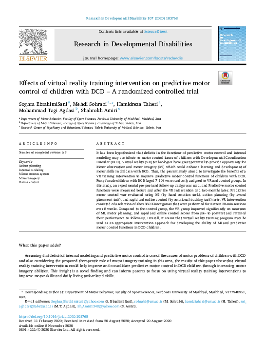 (PDF) Effects of virtual reality training intervention on predictive ...