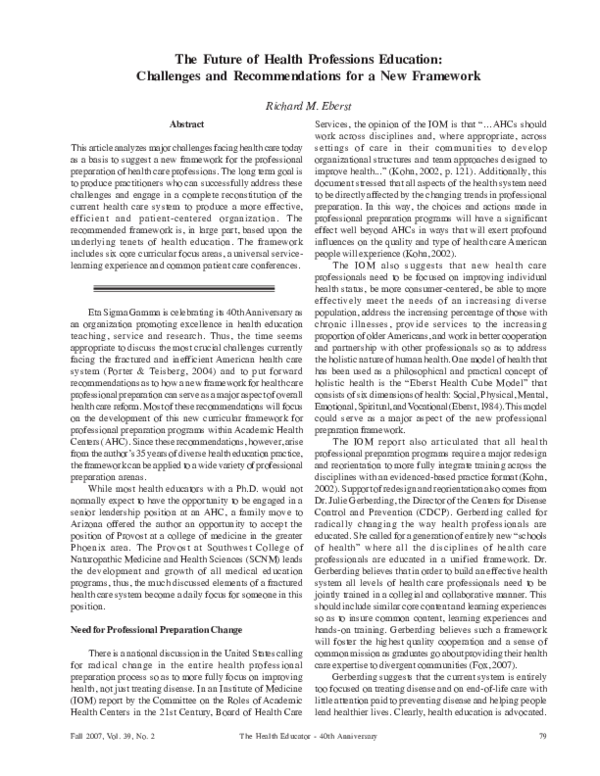 (PDF) The Future of Health Professions Education: Challenges and ...