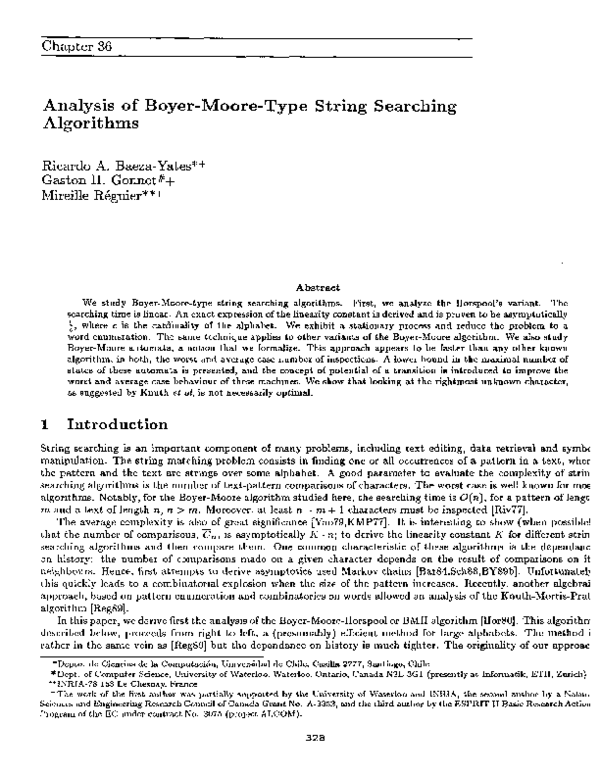 (PDF) Analysis of Boyer-Moore-type string searching algorithms