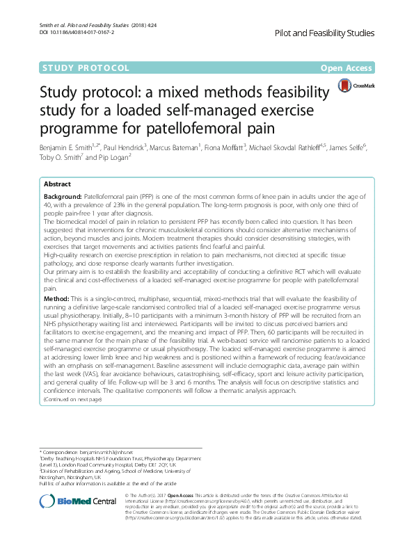 (PDF) Study protocol: a mixed methods feasibility study for a loaded ...