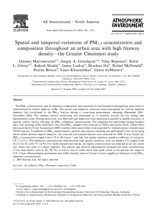 (PDF) Spatial and temporal variations of PM2.5 concentration and ...