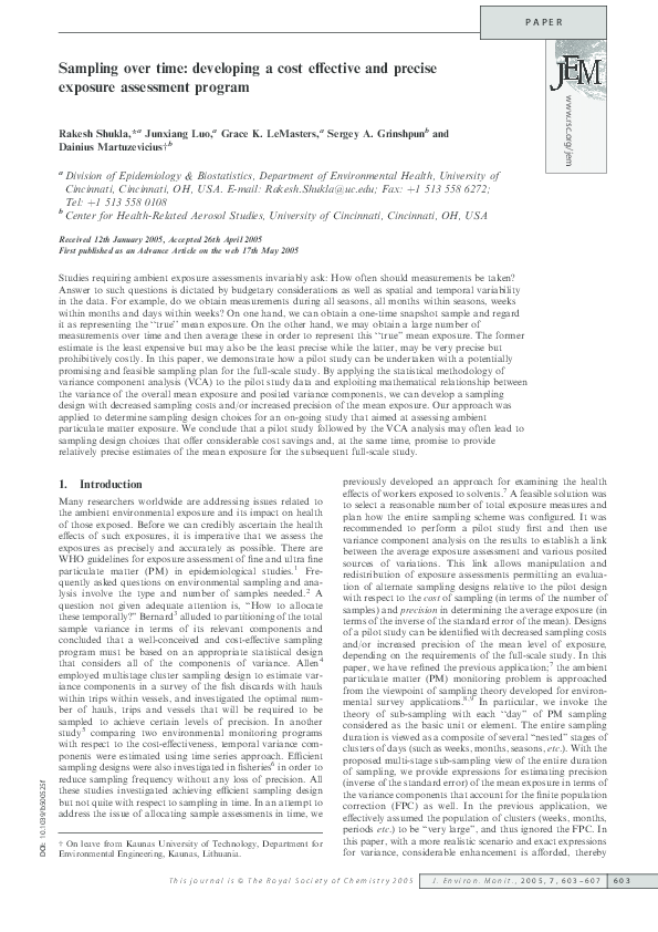(PDF) Sampling over time: developing a cost effective and precise ...