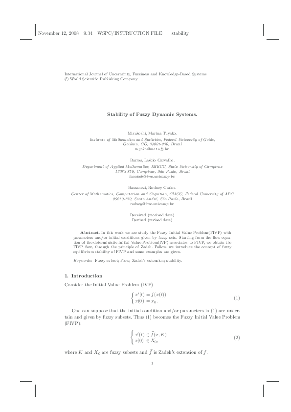 (PDF) Stability of Fuzzy Dynamic Systems