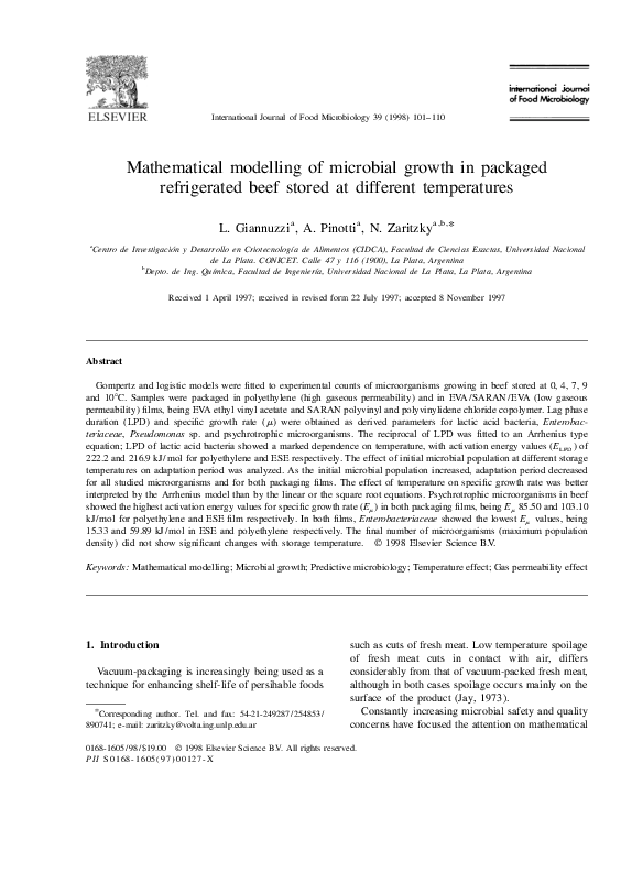 (PDF) Mathematical modelling of microbial growth in packaged ...