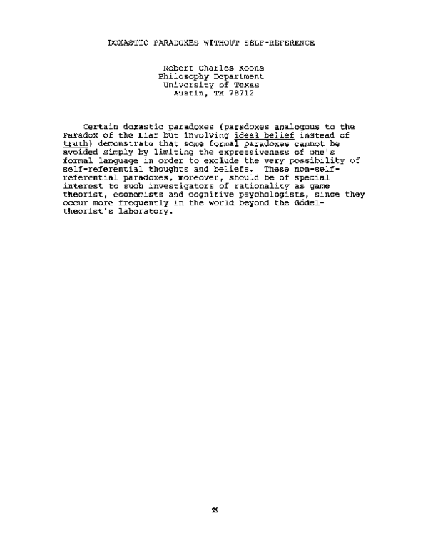 (PDF) Doxic paradoxes without self-reference
