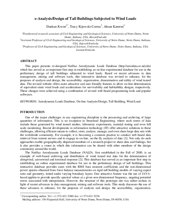 (PDF) e-Analysis/design of tall buildings subjected to wind loads