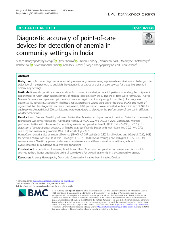 (PDF) Diagnostic accuracy of point-of-care devices for detection of ...