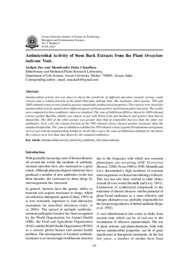 (PDF) Antimicrobial Activity of Stem Bark Extracts from the Plant ...
