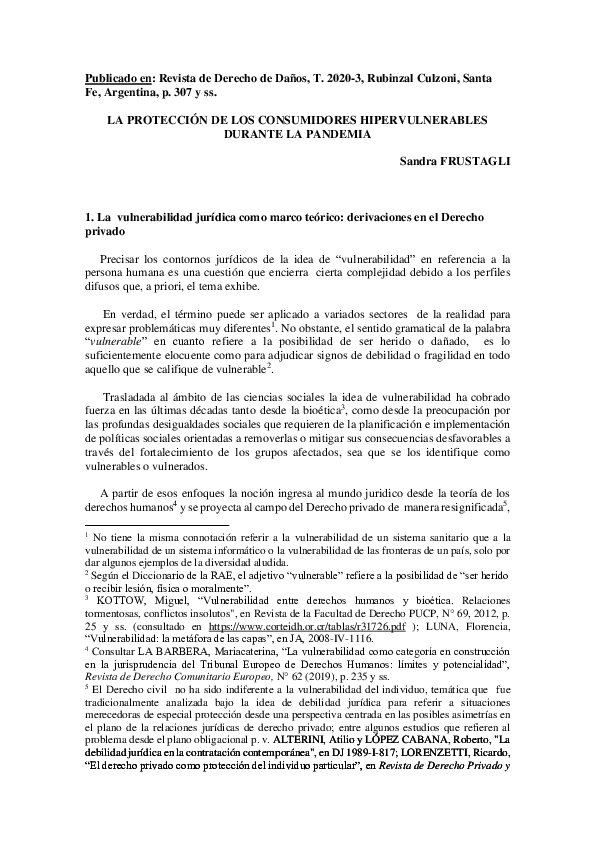 (PDF) FRUSTAGLI LA PROTECCION DE LOS CONSUMIDORES HIPERVULNERABLES ...