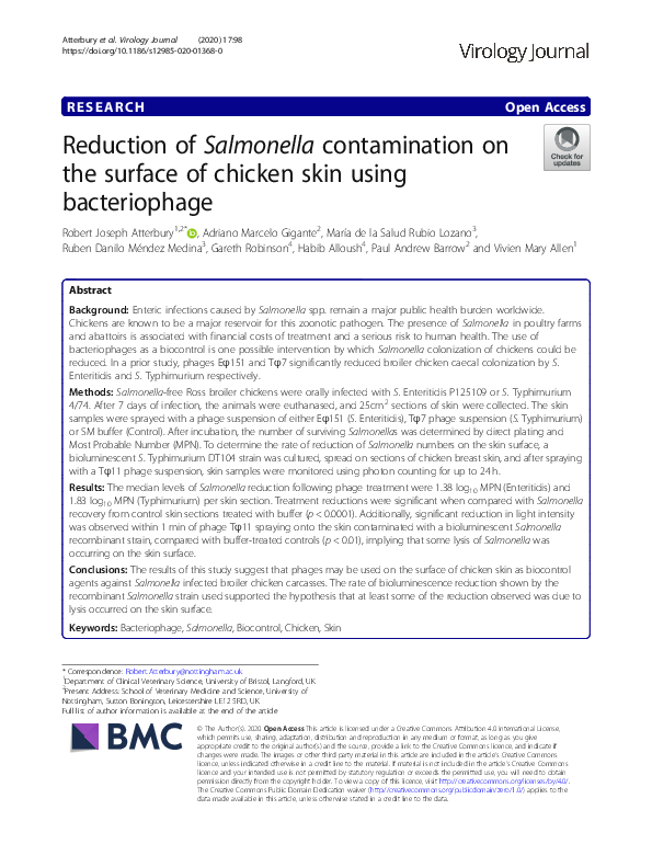 (PDF) Reduction of Salmonella contamination on the surface of chicken ...