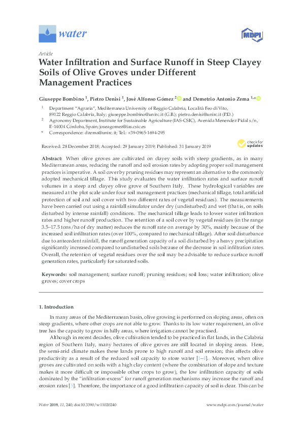(PDF) Water Infiltration and Surface Runoff in Steep Clayey Soils of ...