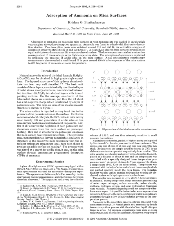 (PDF) Adsorption of ammonia on mica surfaces