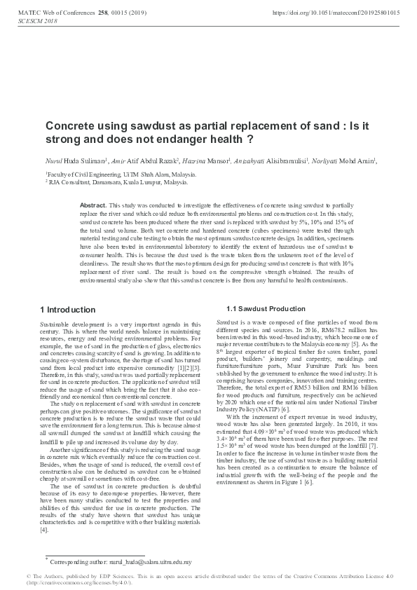 (PDF) Concrete using sawdust as partial replacement of sand : Is it ...