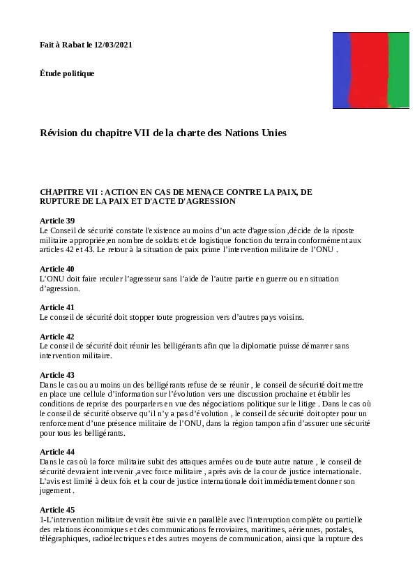 (PDF) Révision du chapitre VII de la charte des Nations Unies
