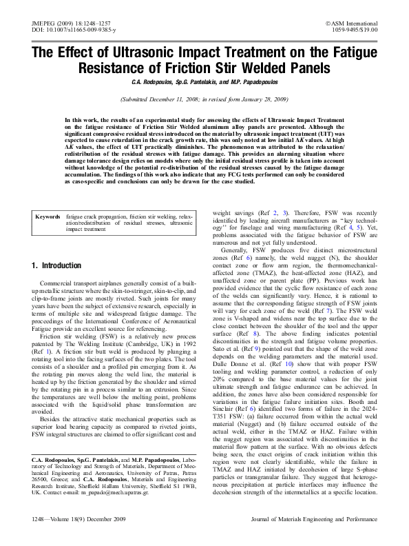(PDF) The Effect of Ultrasonic Impact Treatment on the Fatigue ...