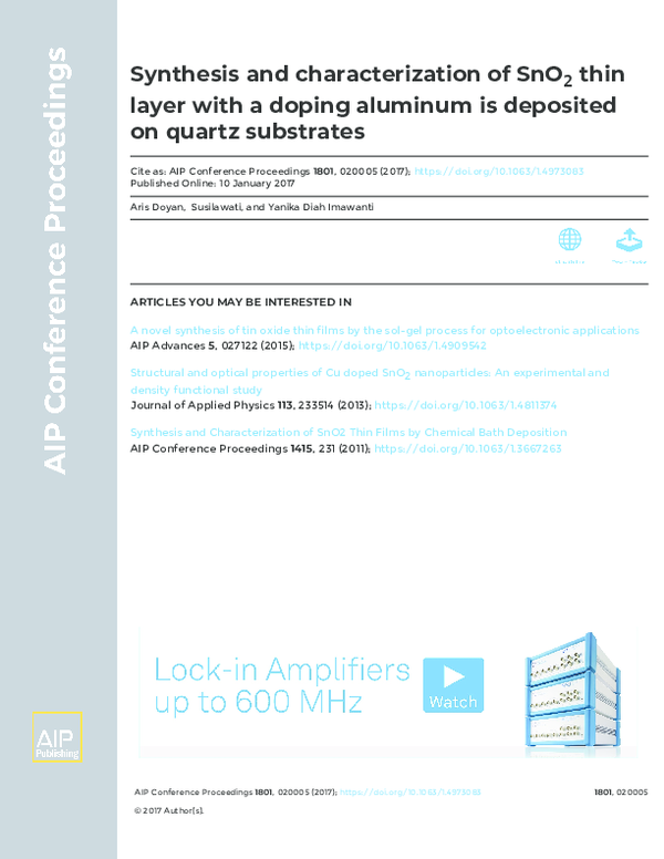 (PDF) Synthesis and characterization of SnO2 thin layer with a doping ...