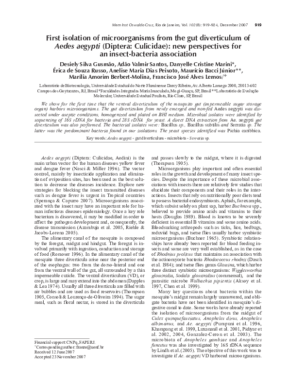 (PDF) First isolation of microorganisms from the gut diverticulum of ...