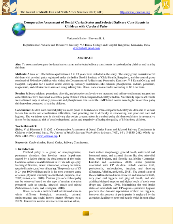 (PDF) Comparative Assessment of Dental Caries Status and Selected ...