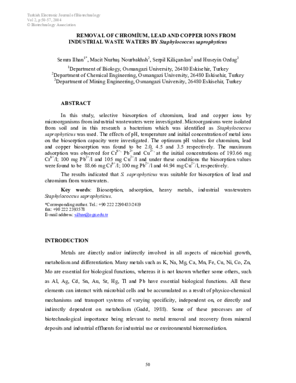 (PDF) Removal of chromium, lead and copper ions from industrial waste ...