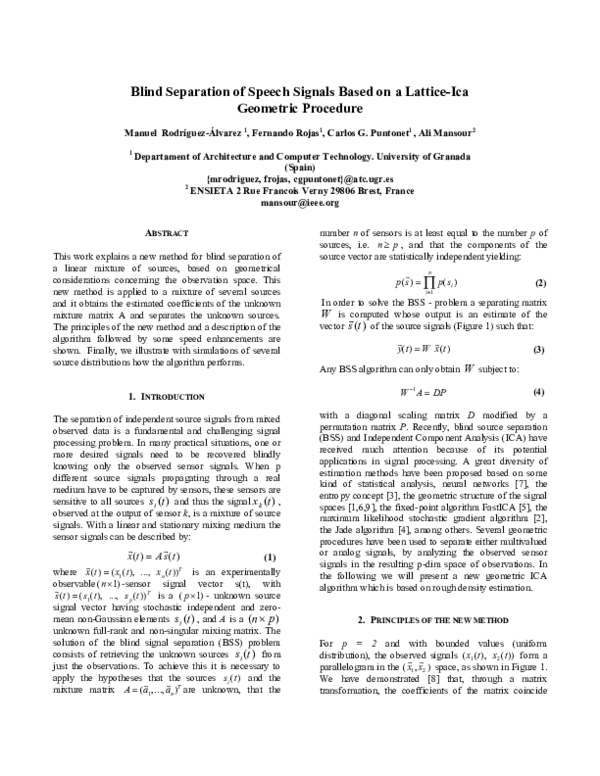 (PDF) Blind source separation of speech signals based on an ICA ...